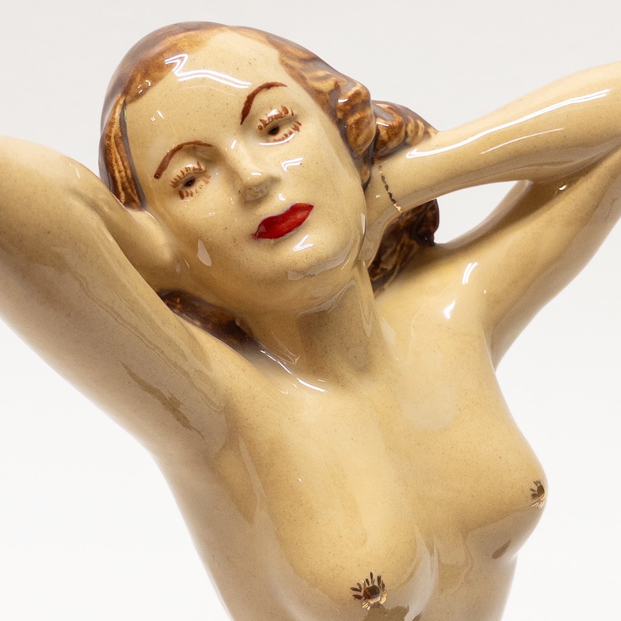 Davies Crafts Nude Figurine with Lily Pad Bowl