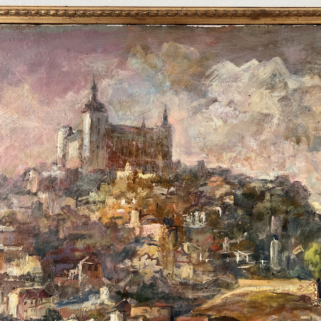 Alexis Hinsberger 'Tolede' Signed Toledo Cityscape Oil Painting, 1966