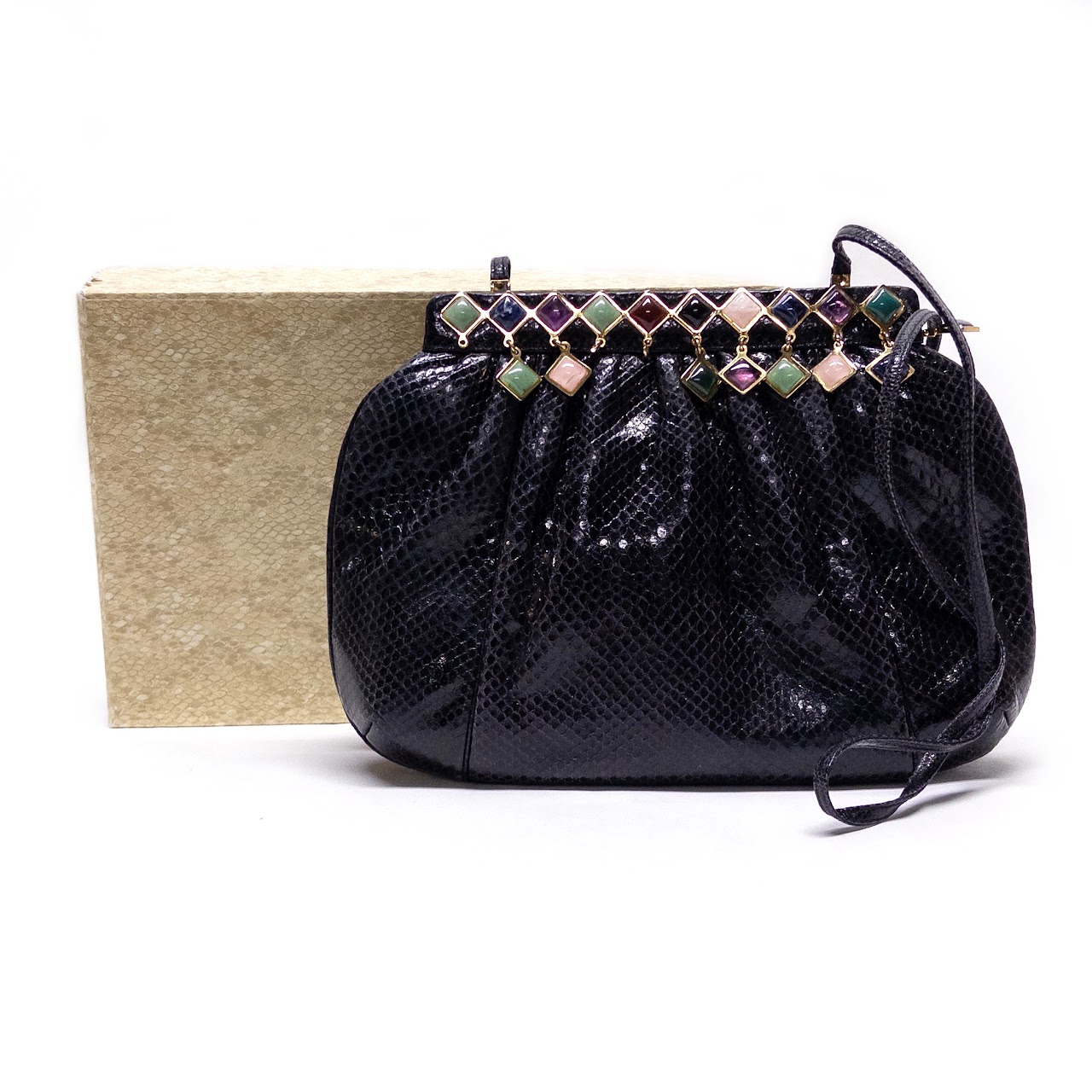 Judith Leiber Snakeskin Evening Bag with Charm Dangles