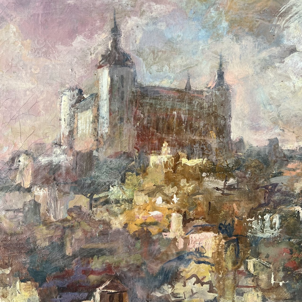 Alexis Hinsberger 'Tolede' Signed Toledo Cityscape Oil Painting, 1966