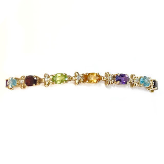 14K Gold Multi-Stone and Diamond Bracelet