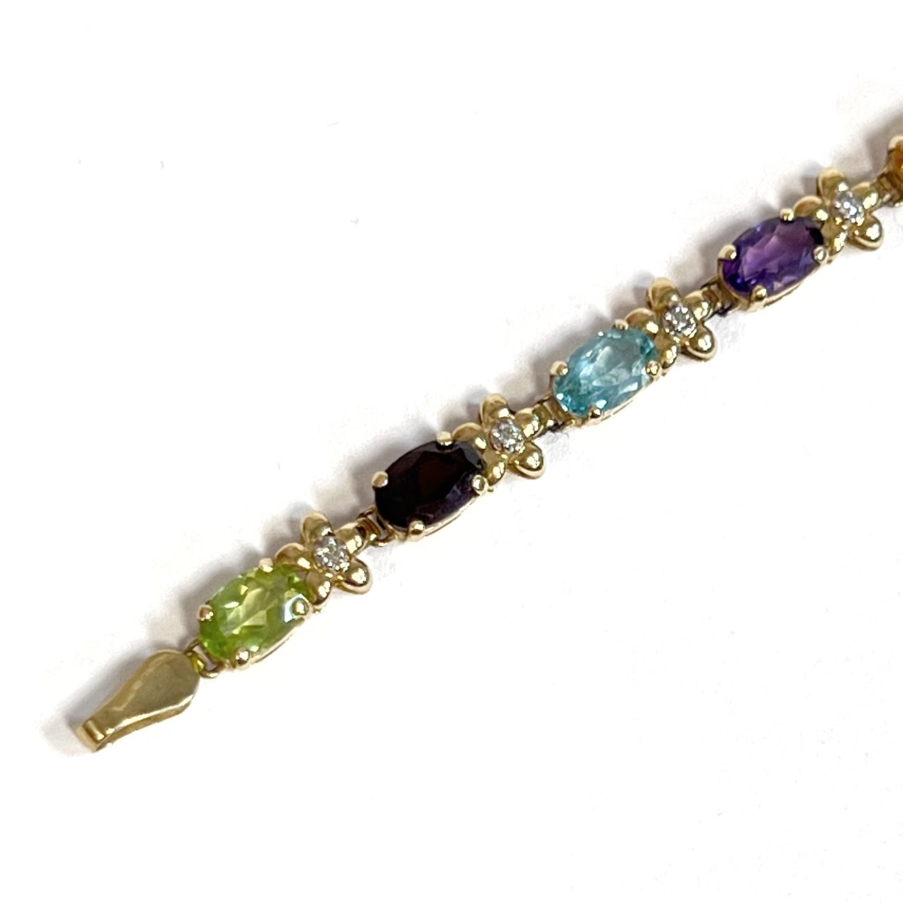 14K Gold Multi-Stone and Diamond Bracelet