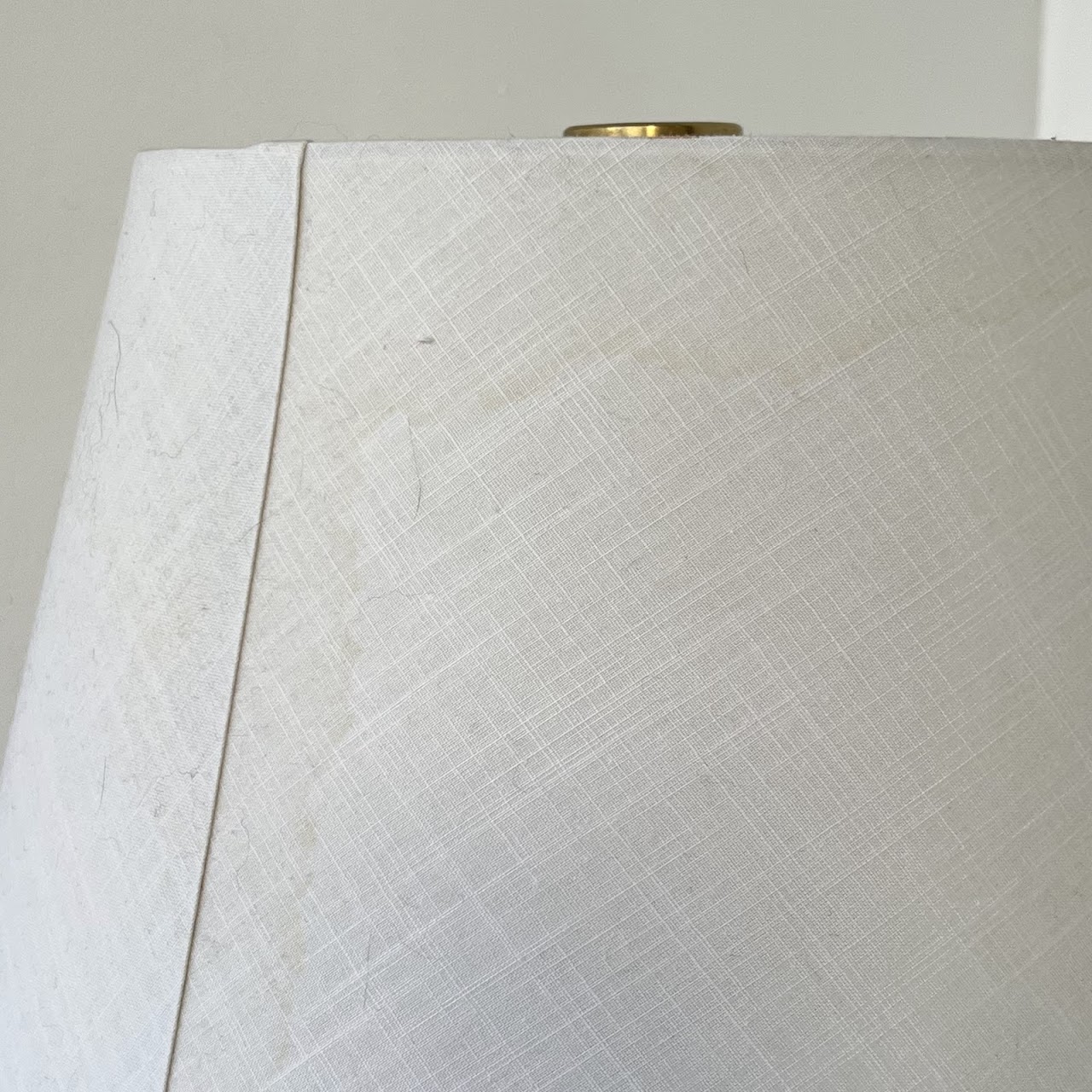 Contemporary White Ceramic and Brushed Gold Table Lamp Pair