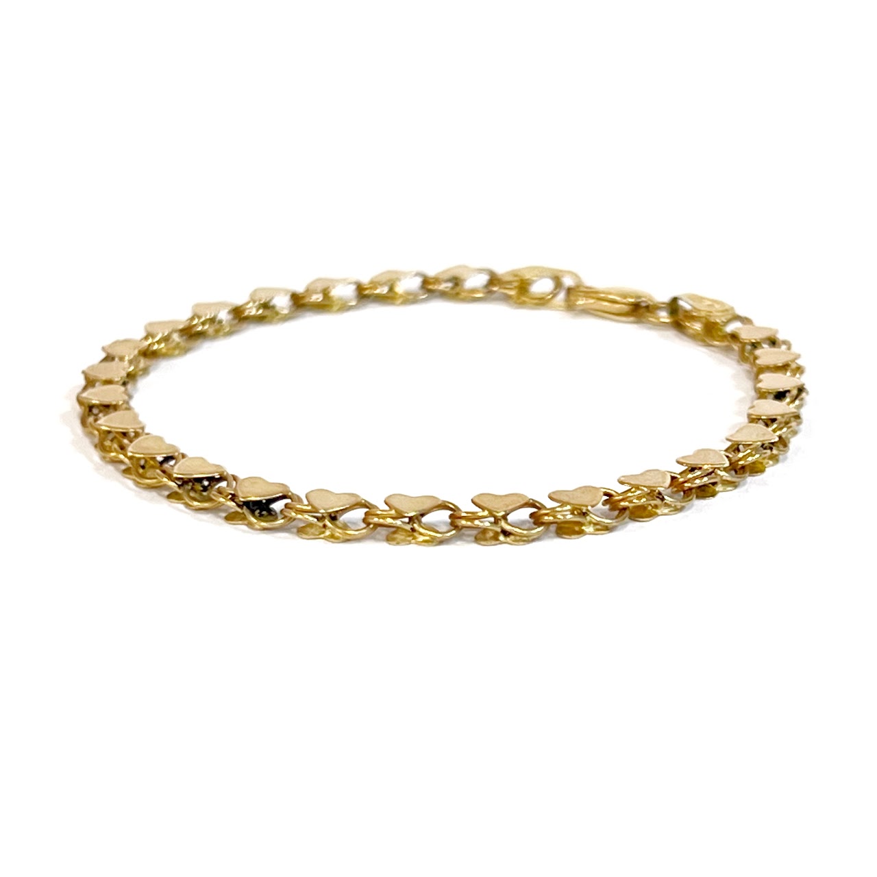 14K Gold Child's Heart Link Bracelet