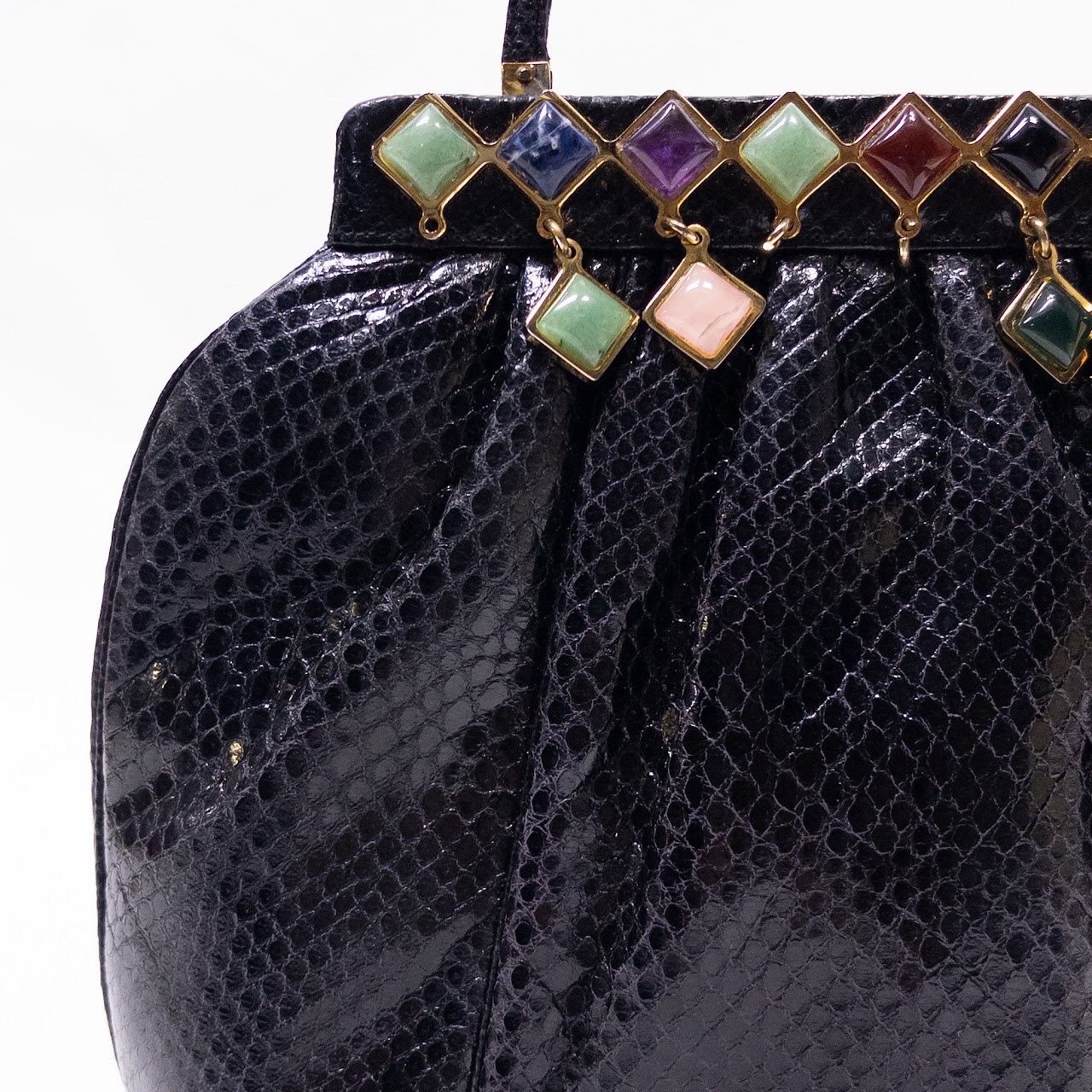 Judith Leiber Snakeskin Evening Bag with Charm Dangles