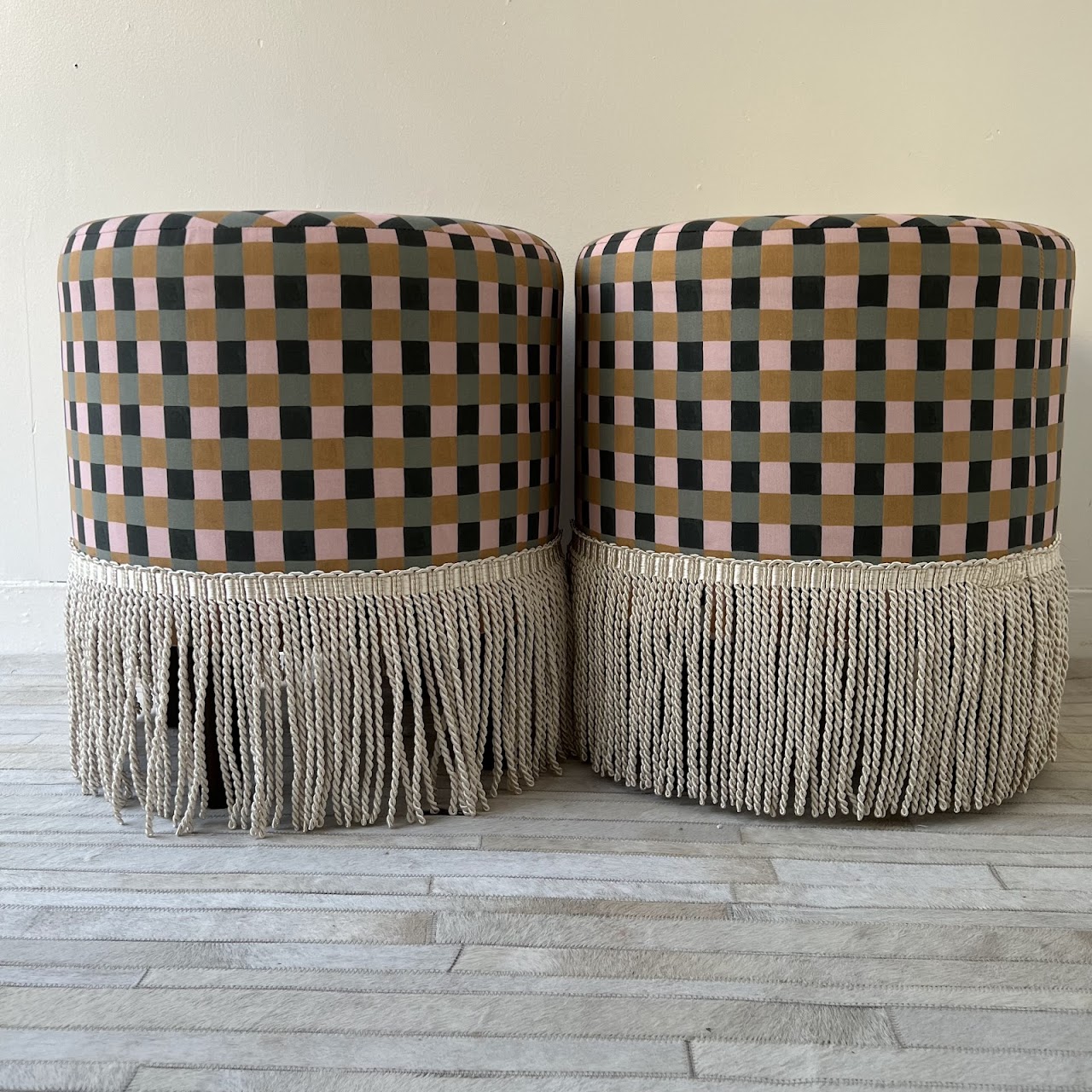 Dakota Fields Pierre Fringed Ottoman Pair