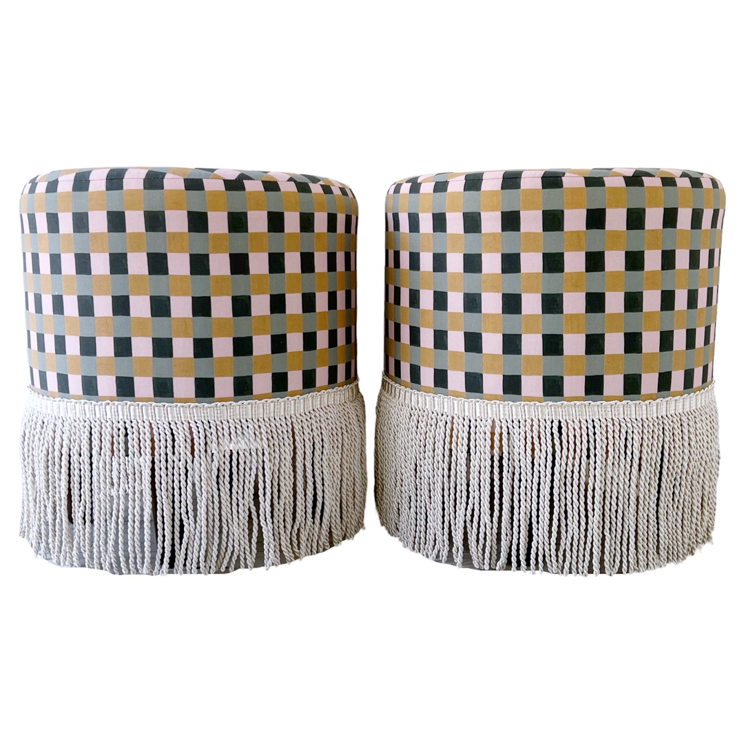 Dakota Fields Pierre Fringed Ottoman Pair