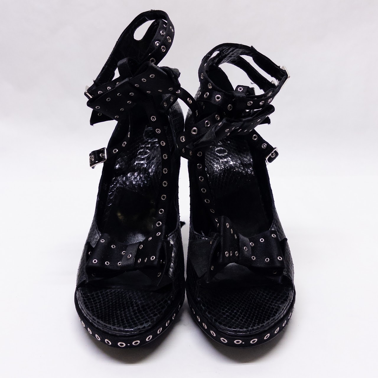 Christian Dior by John Galliano Black Python Bow Buckle Pumps