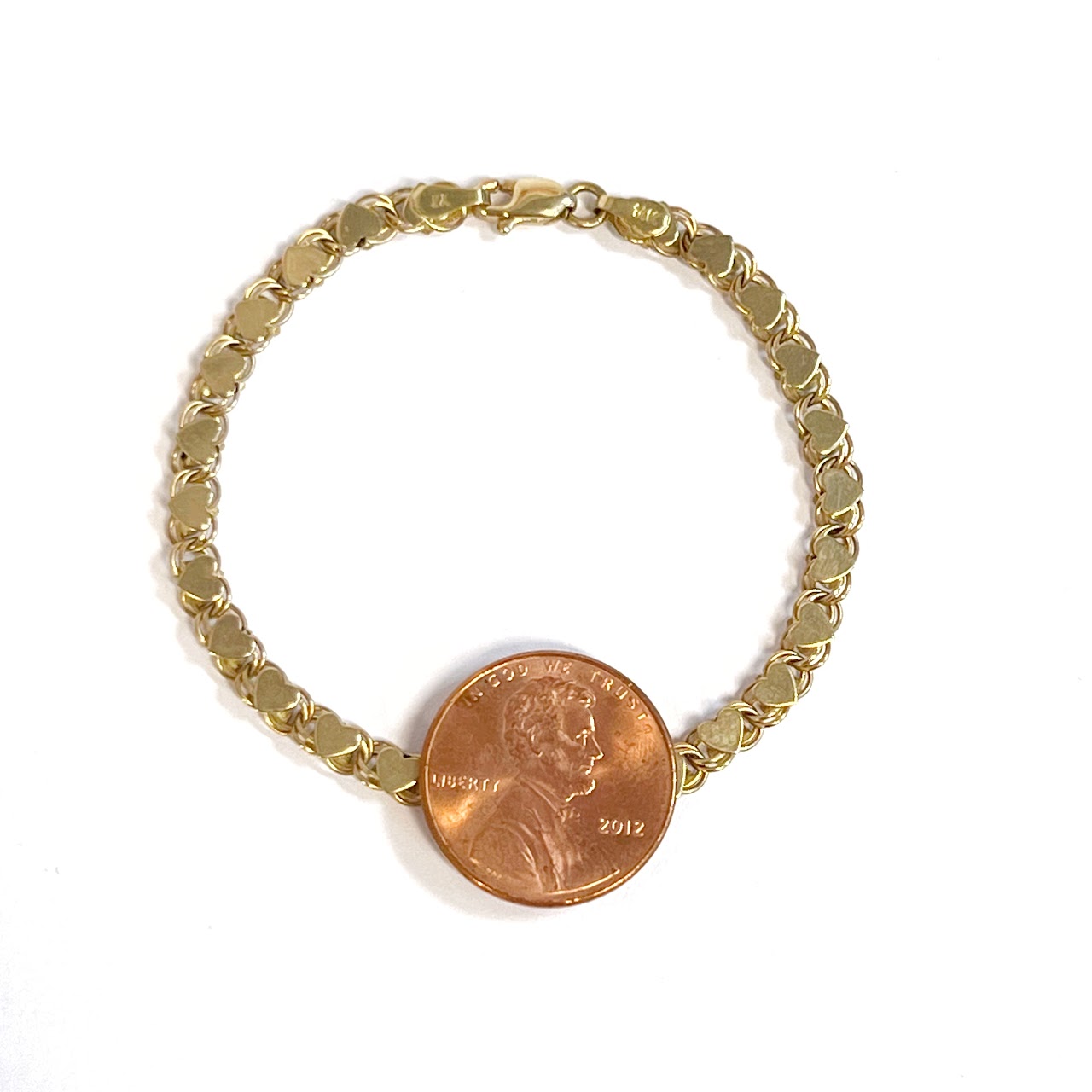 14K Gold Child's Heart Link Bracelet