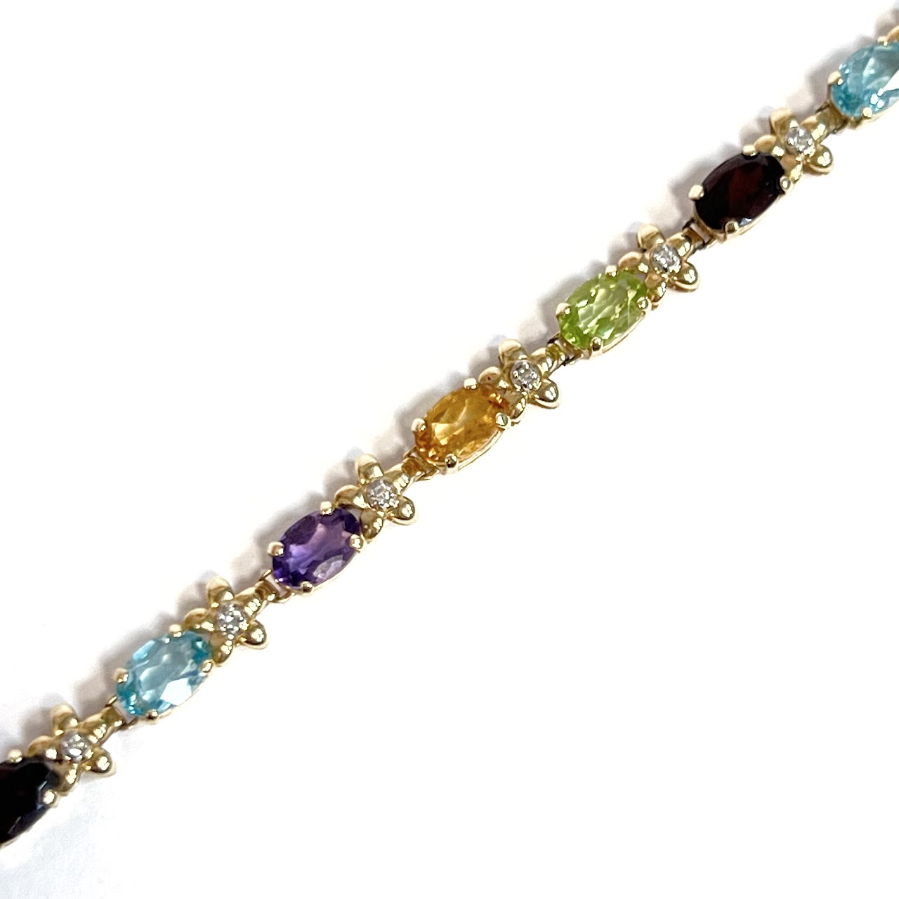 14K Gold Multi-Stone and Diamond Bracelet