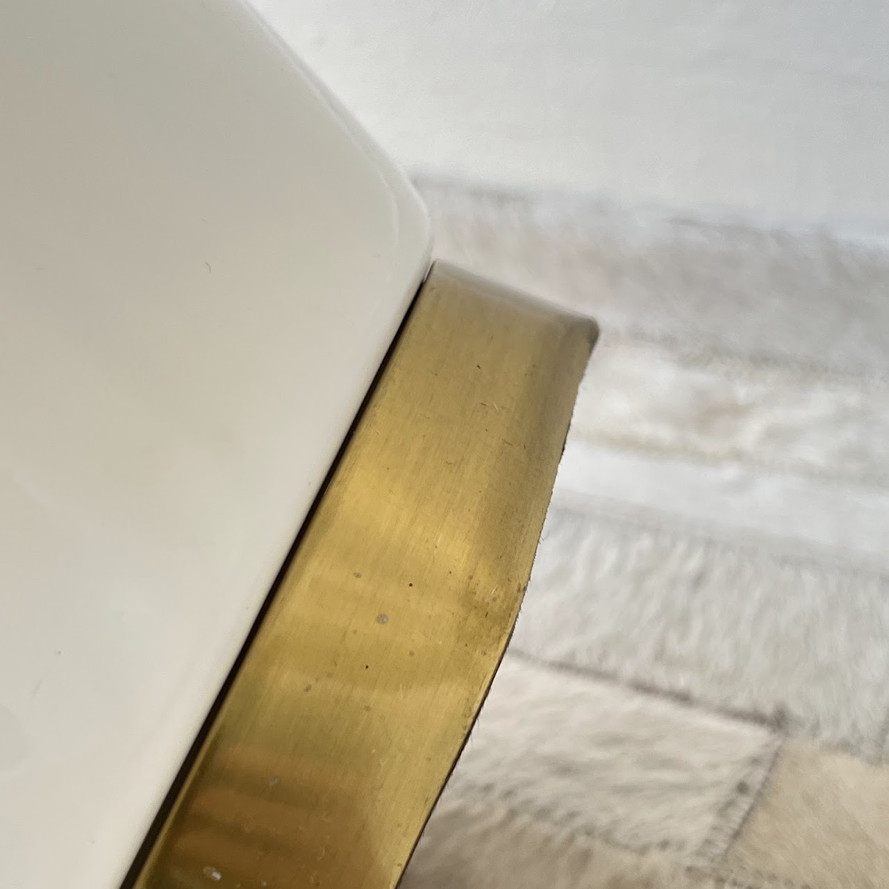 Contemporary White Ceramic and Brushed Gold Table Lamp Pair