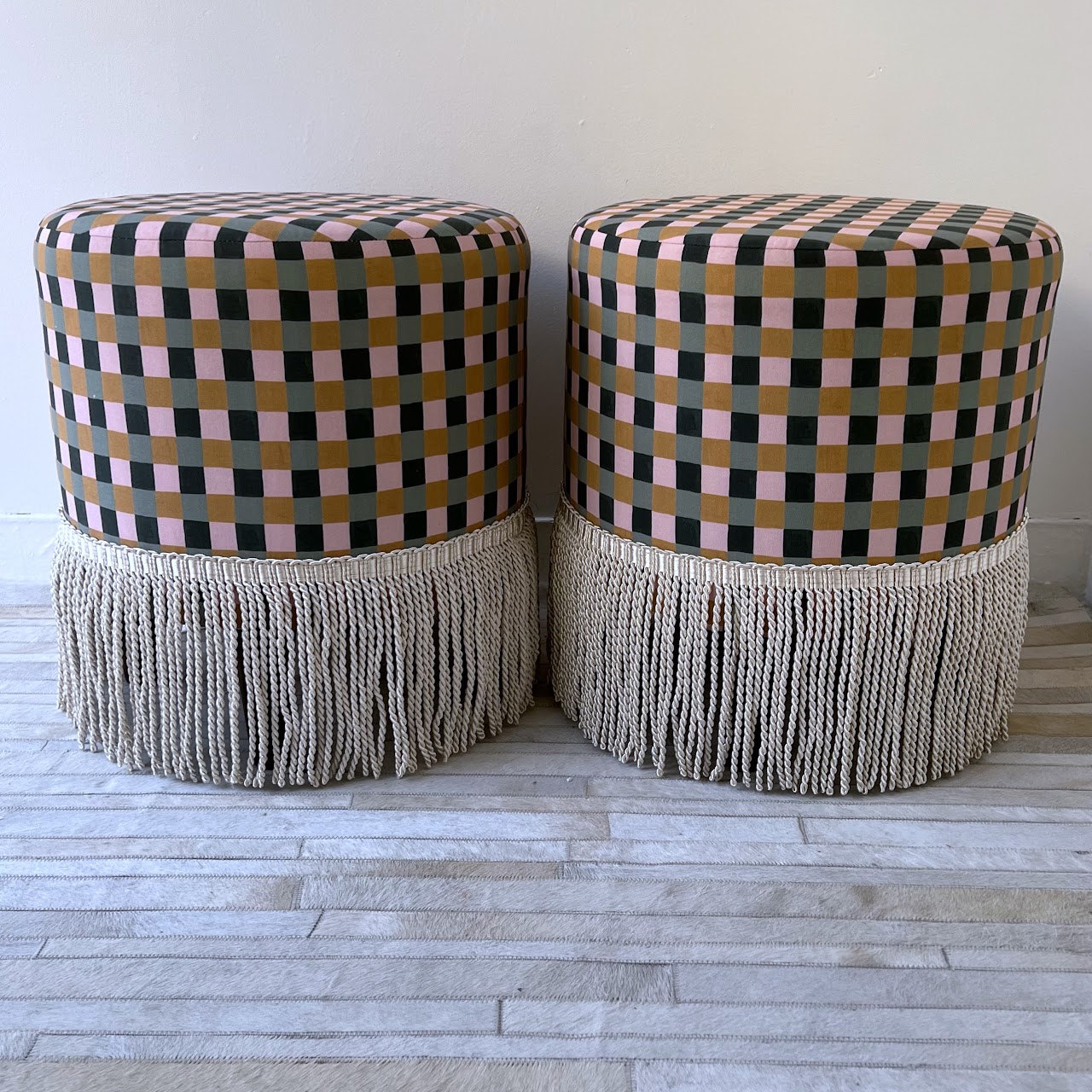 Dakota Fields Pierre Fringed Ottoman Pair