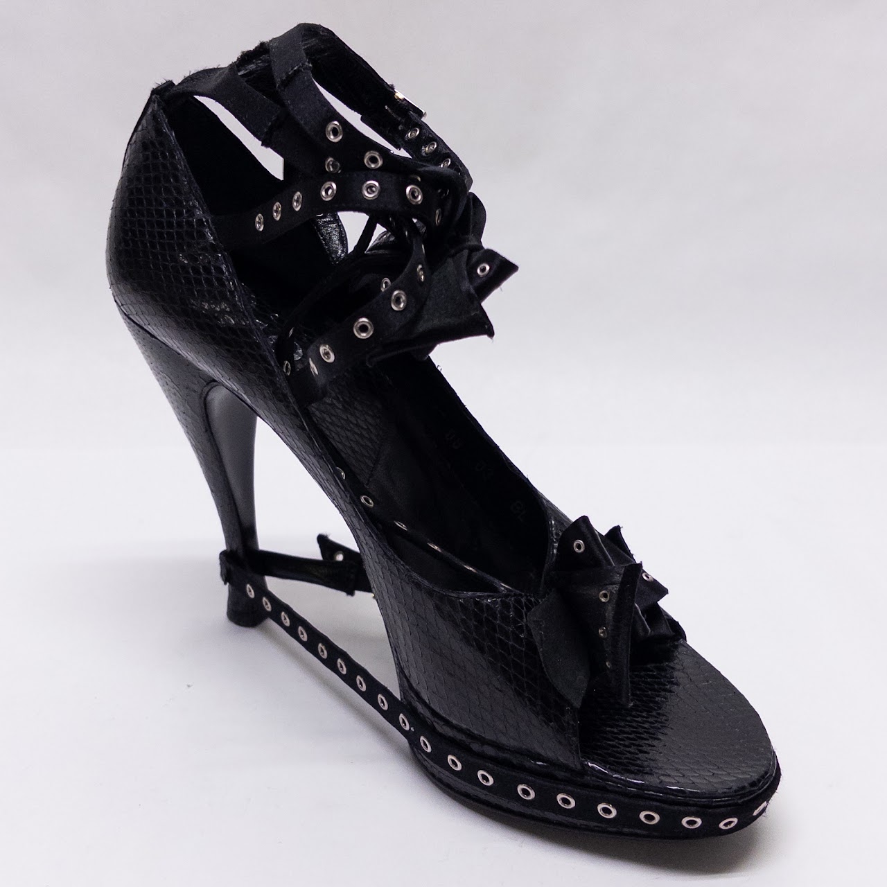 Christian Dior by John Galliano Black Python Bow Buckle Pumps