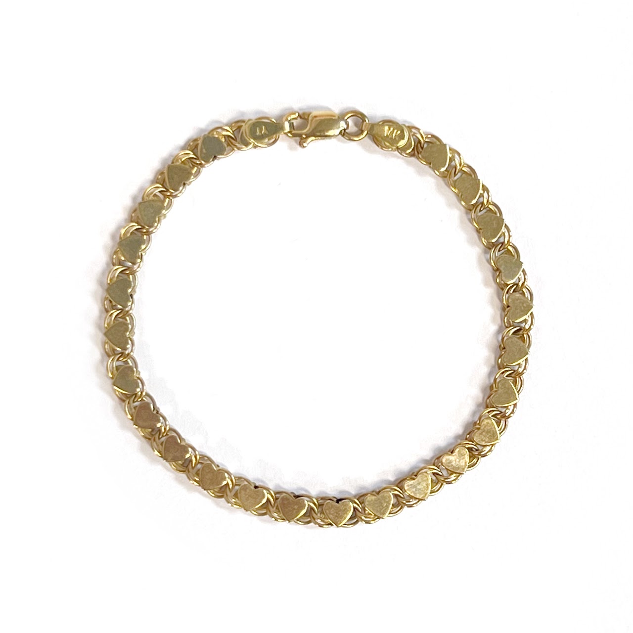 14K Gold Child's Heart Link Bracelet