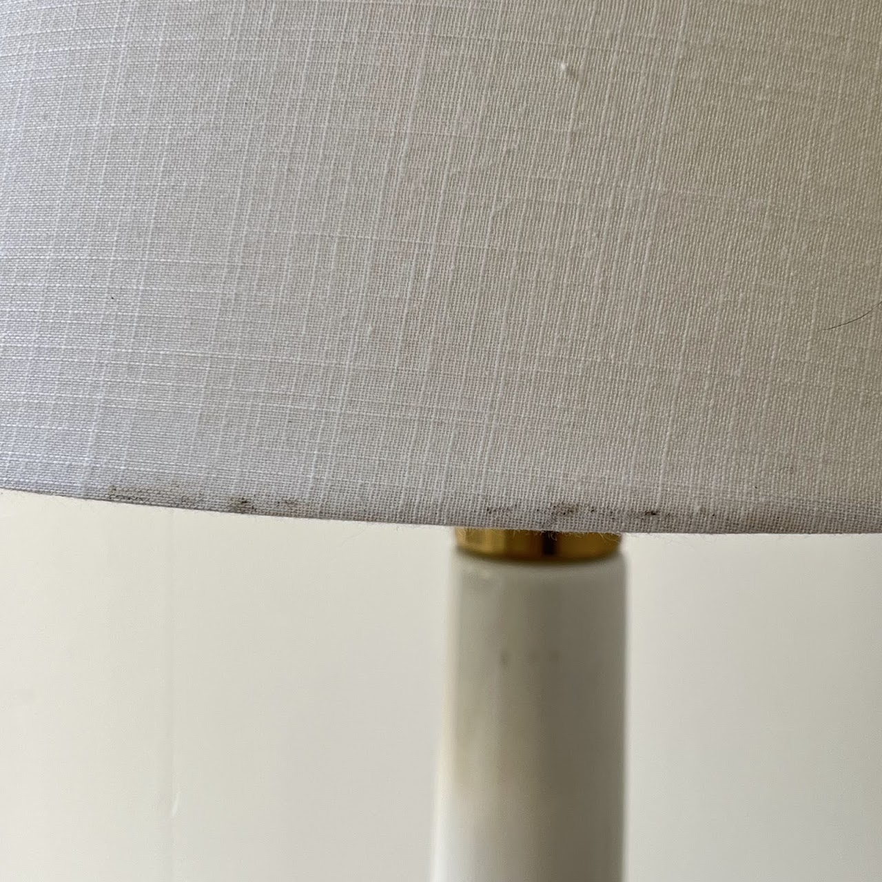 Contemporary White Ceramic and Brushed Gold Table Lamp Pair