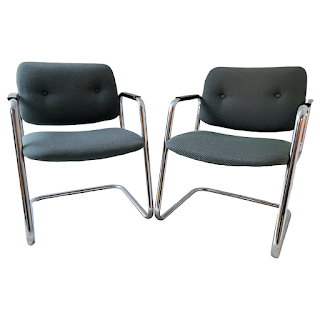 All-Steel, Inc. Vintage Cantilever Armchair Pair