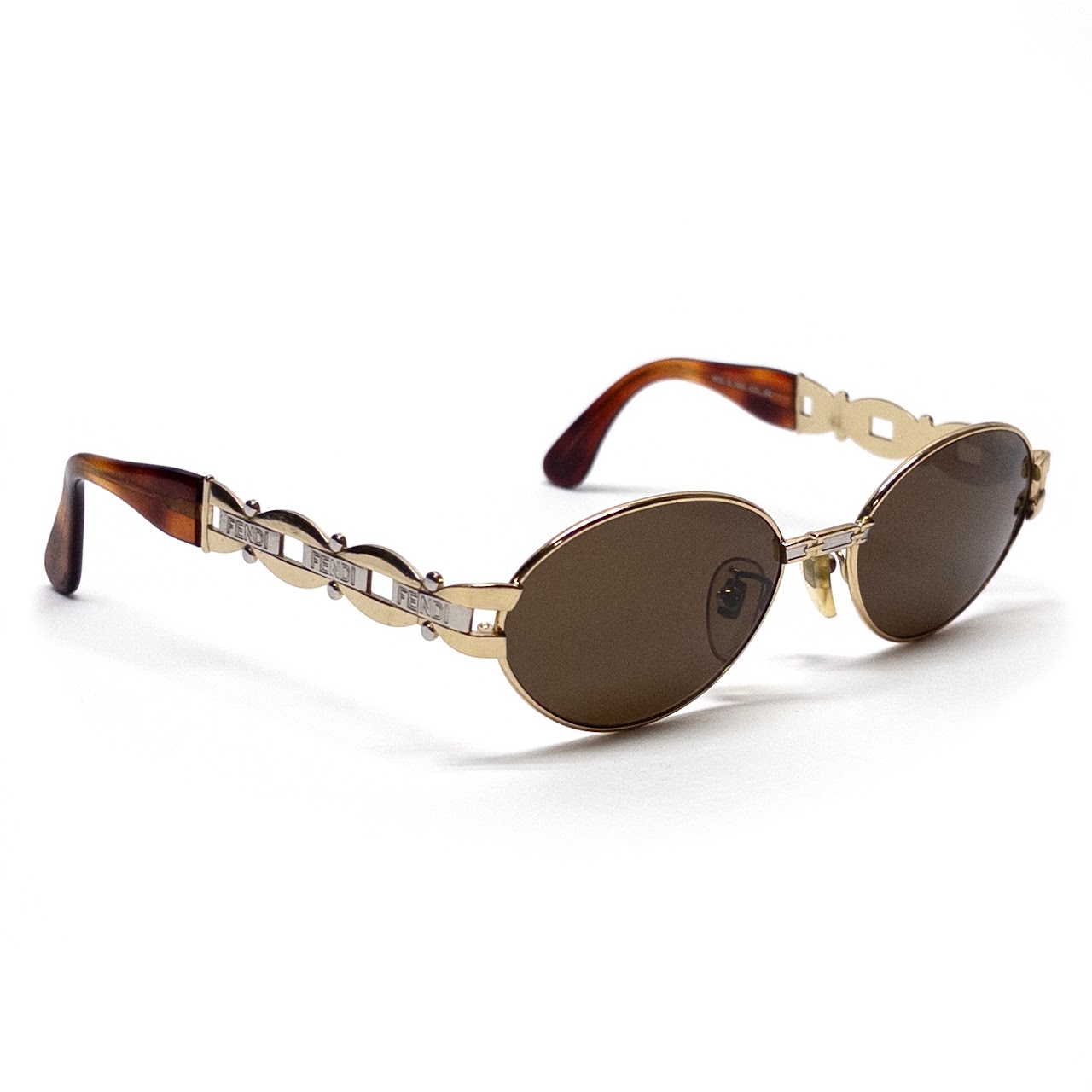 Fendi Oval Vintage Gold Chain Sunglasses