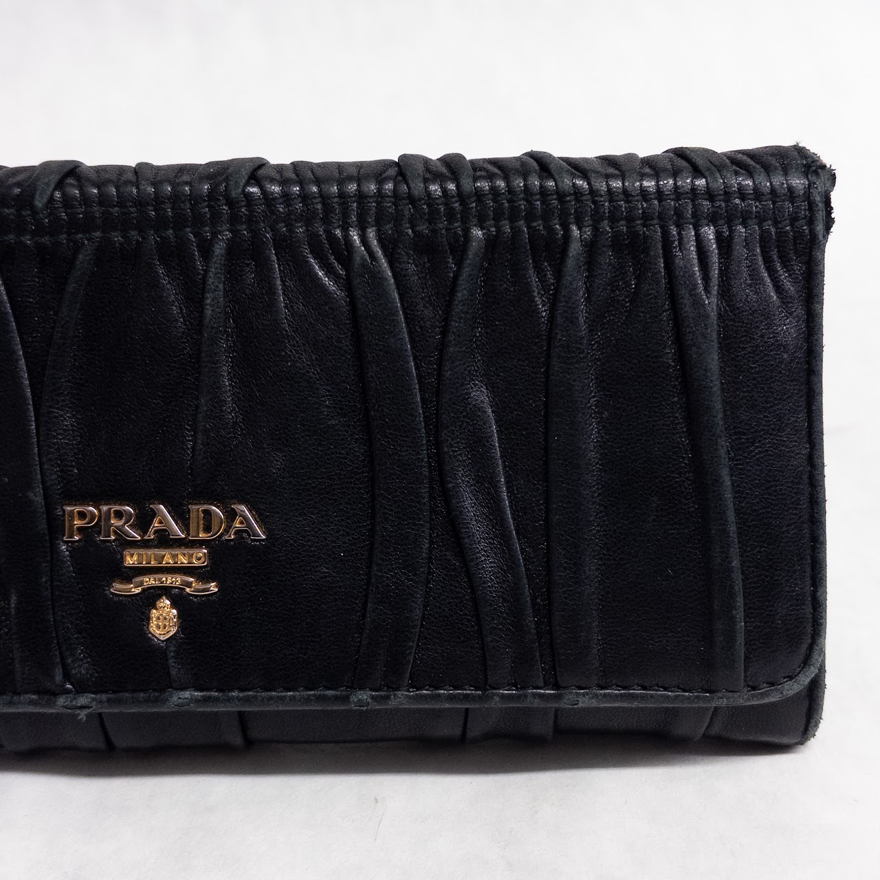 Prada Ruched Leather Continental Wallet