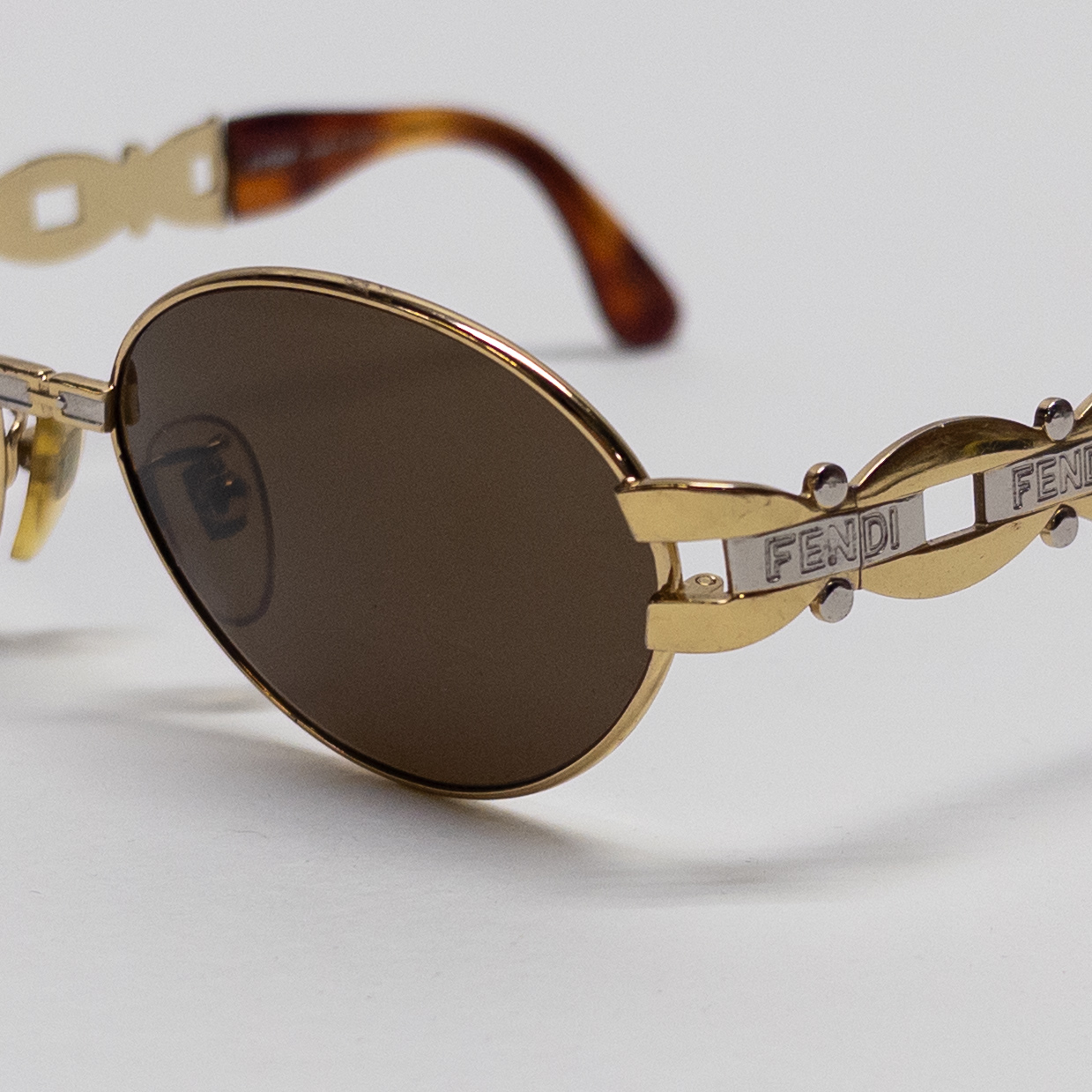 Fendi Oval Vintage Gold Chain Sunglasses