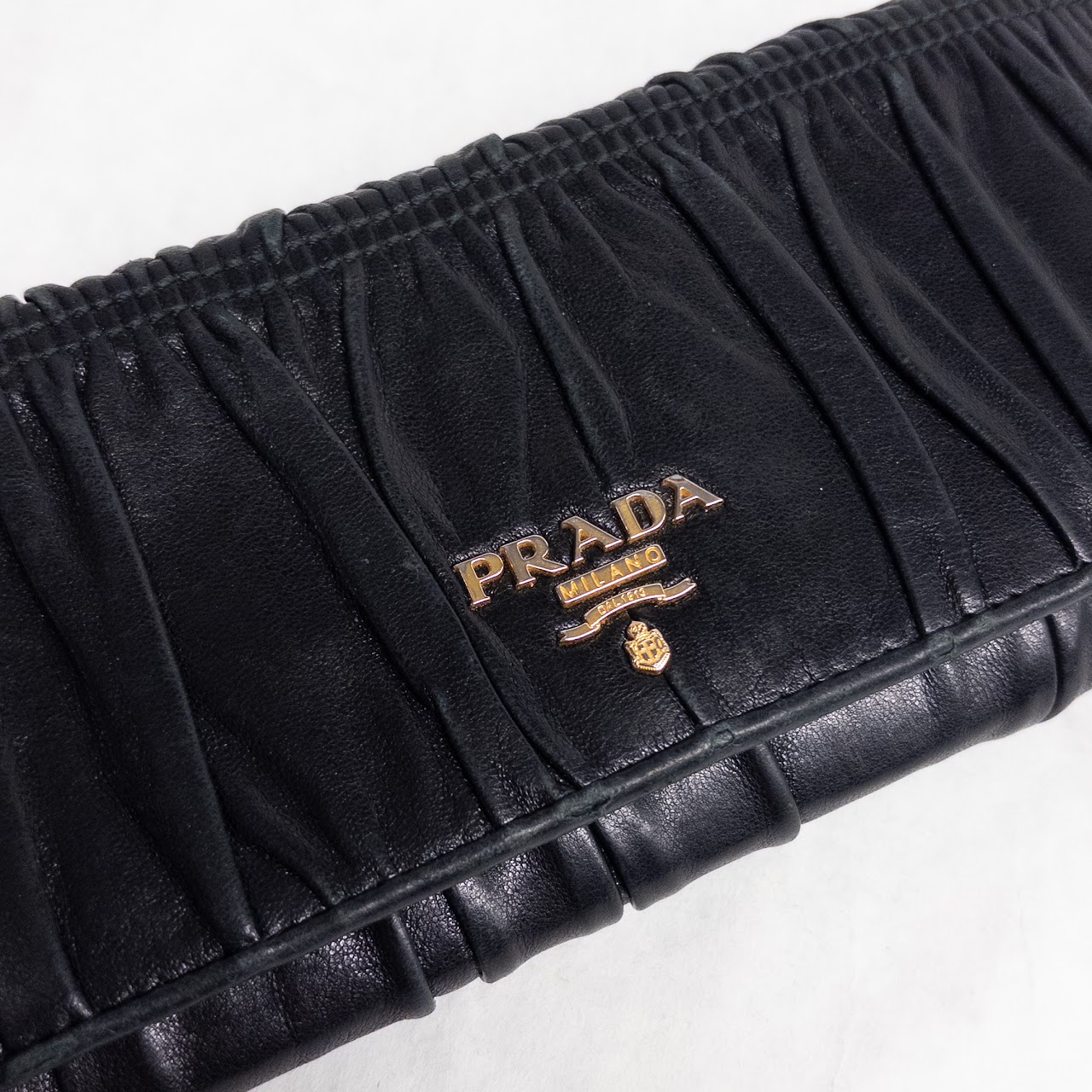 Prada Ruched Leather Continental Wallet