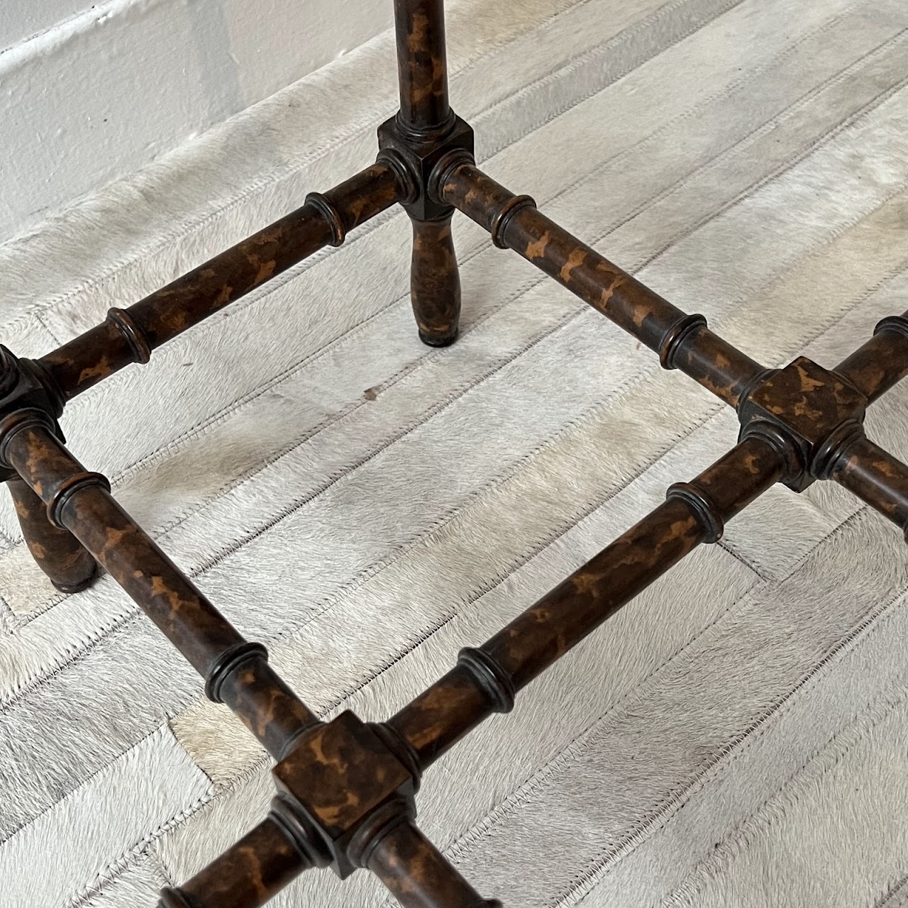 Lacquered Faux Bamboo and Glass Vintage Coffee Table