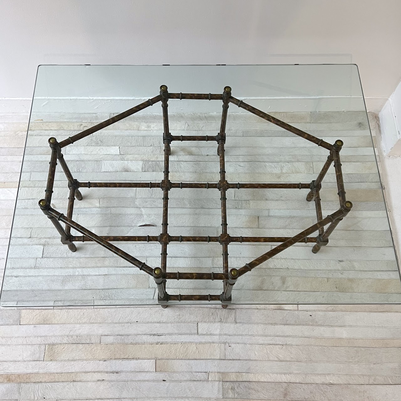 Lacquered Faux Bamboo and Glass Vintage Coffee Table