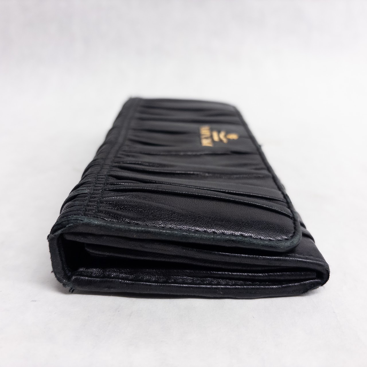 Prada Ruched Leather Continental Wallet