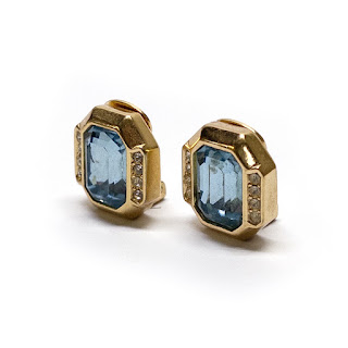 Christian Dior Aqua Crystal and Rhinestone Earrings