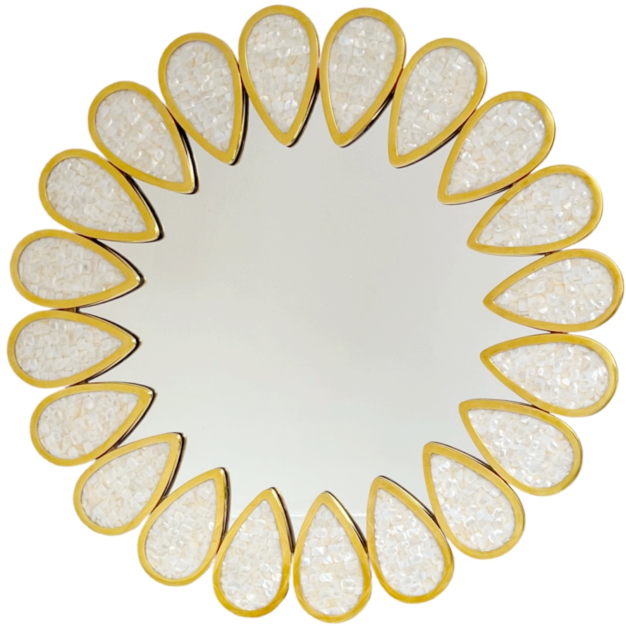 Jonathan Adler Mother of Pearl Inlaid Petal Mirror