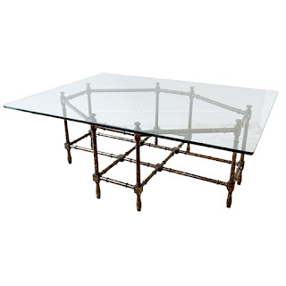 Lacquered Faux Bamboo and Glass Vintage Coffee Table