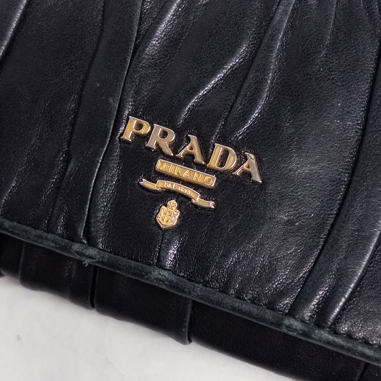 Prada Ruched Leather Continental Wallet