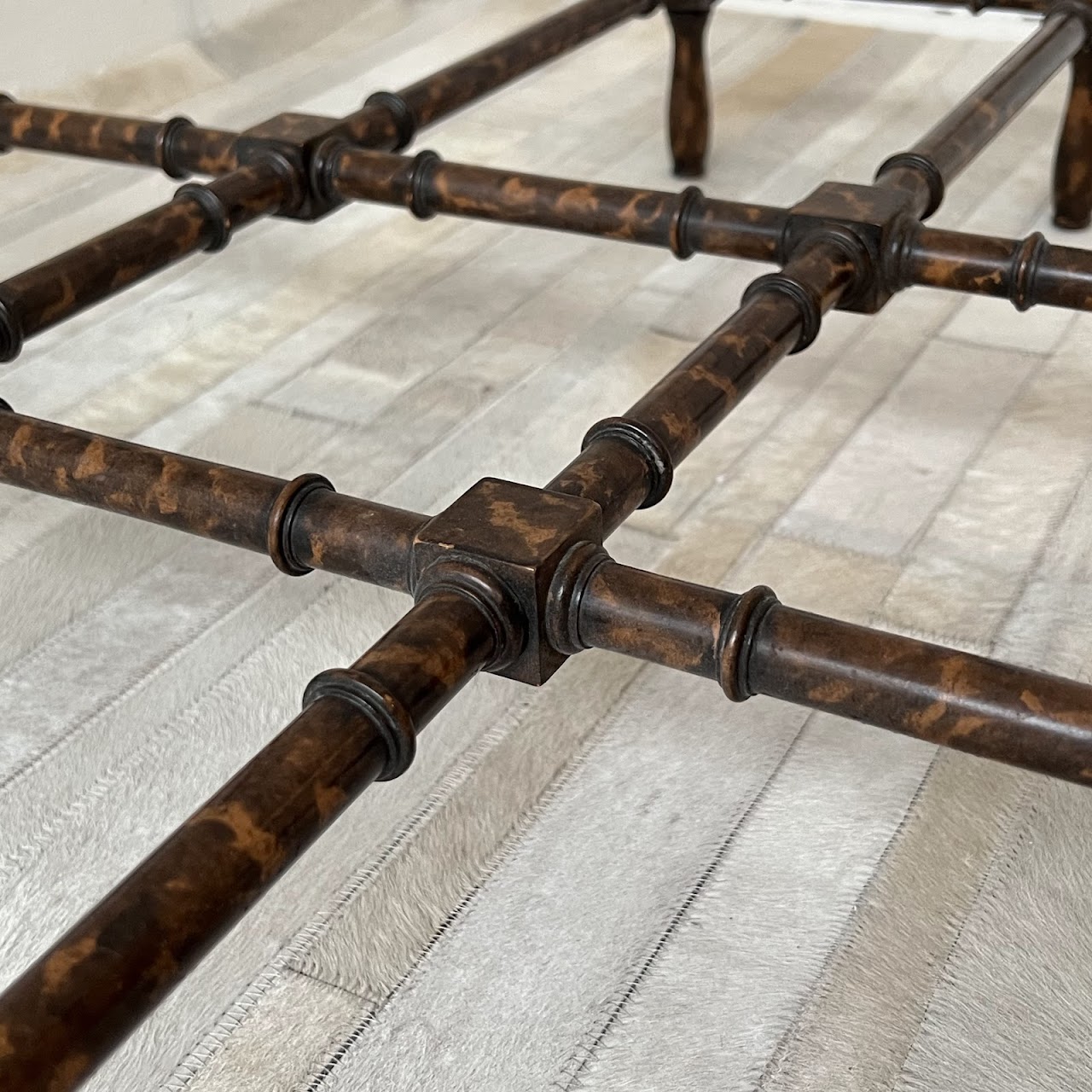 Lacquered Faux Bamboo and Glass Vintage Coffee Table