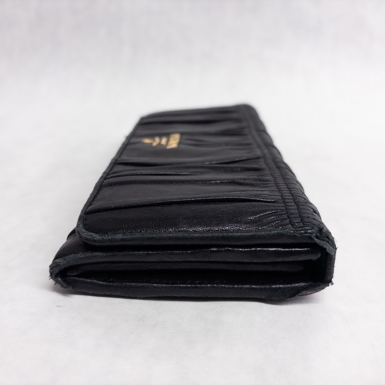 Prada Ruched Leather Continental Wallet