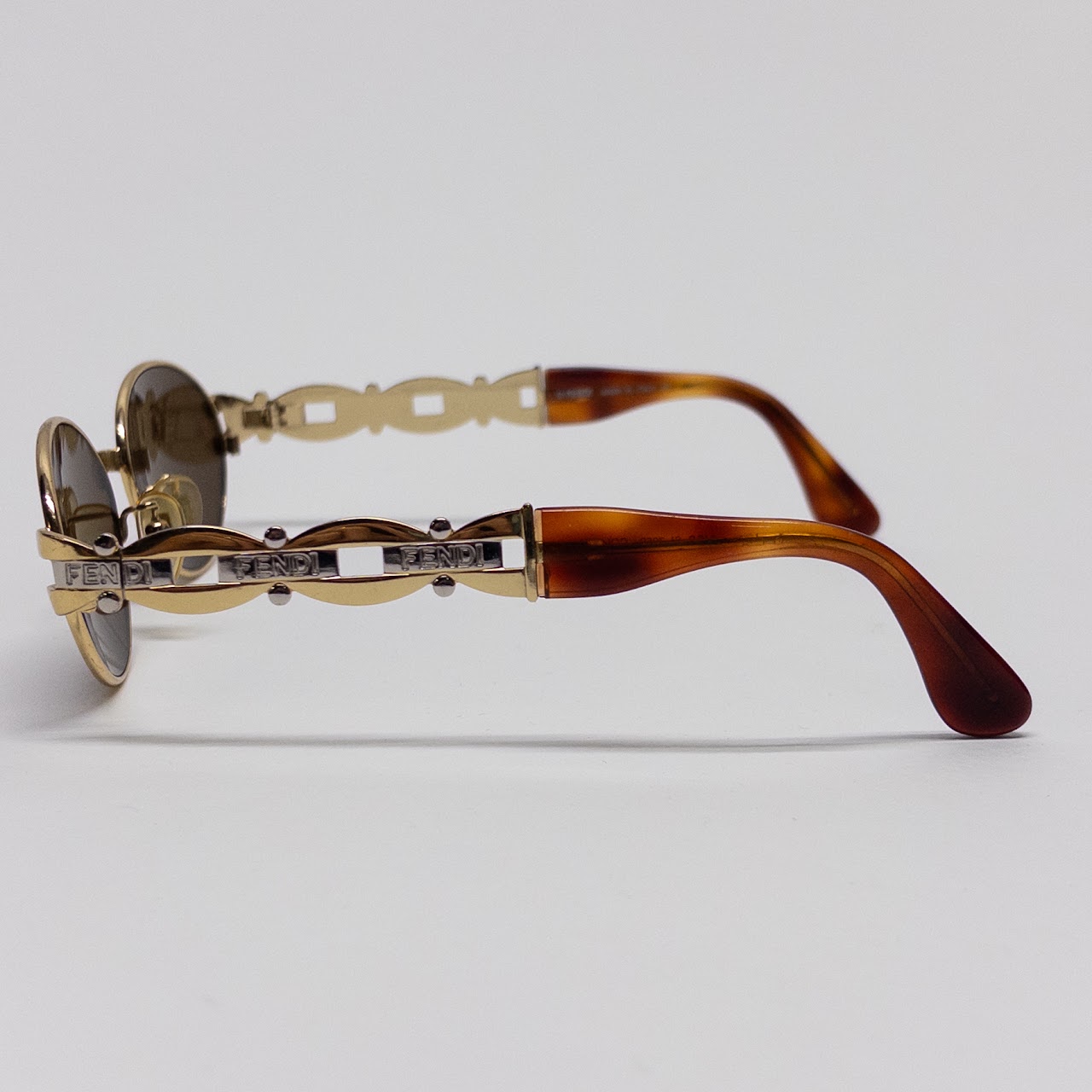 Fendi Oval Vintage Gold Chain Sunglasses