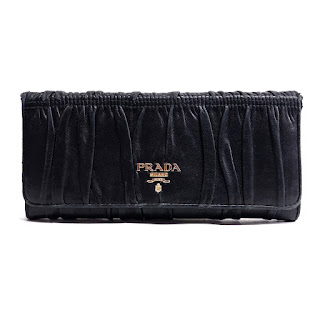 Prada Ruched Leather Continental Wallet