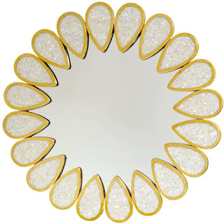 Jonathan Adler Mother of Pearl Inlaid Petal Mirror