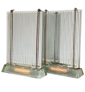 René-André Coulon French Art Deco 'Radiever' Illuminated Electric Glass Radiator Pair