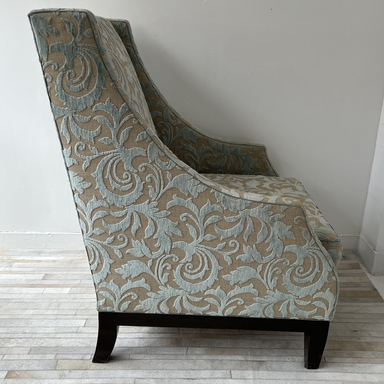 Christian Grevstad Foliate Cut Chenille Velvet Armchair #1