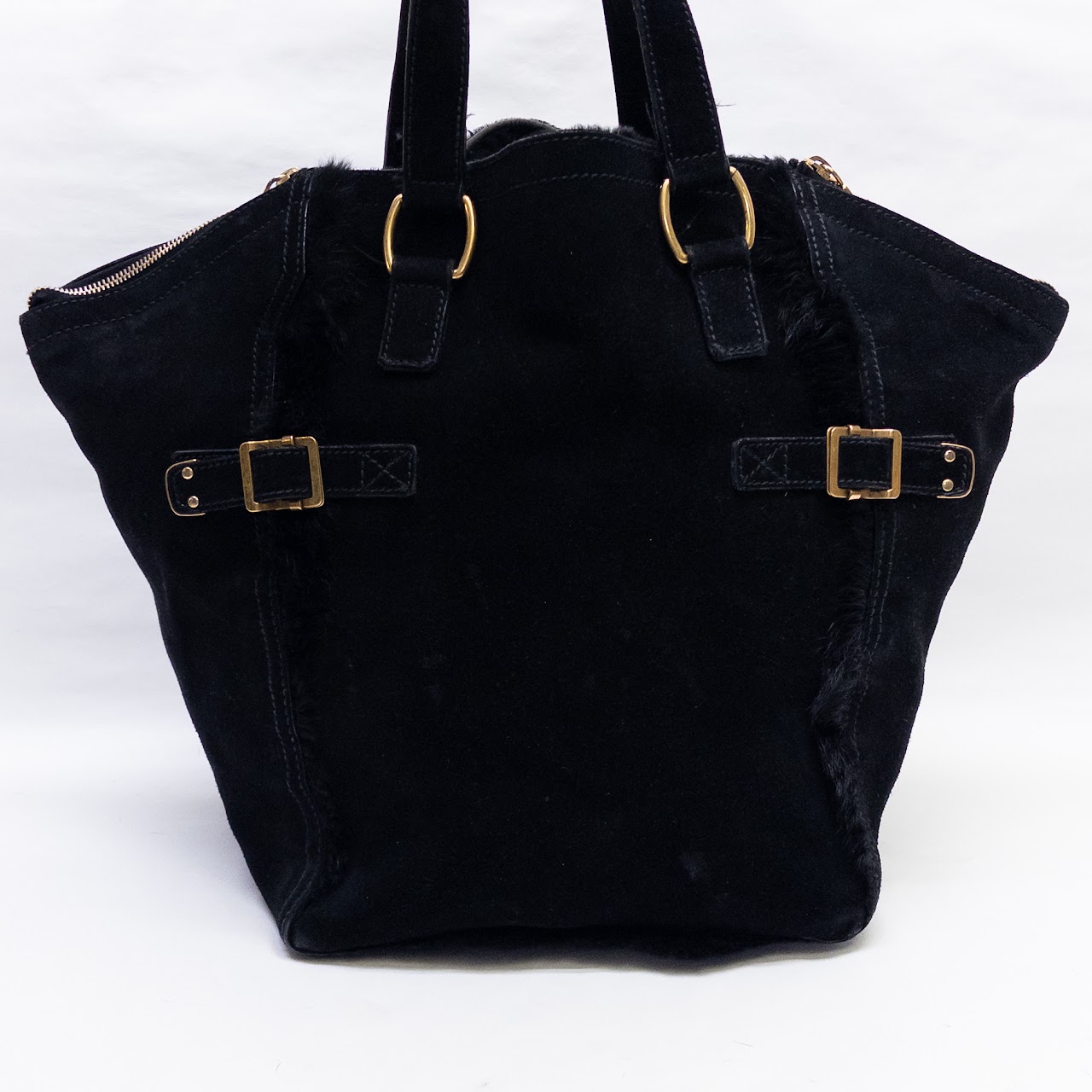 Yves Saint Laurent Medium Downtown Suede and Fur Tote Bag