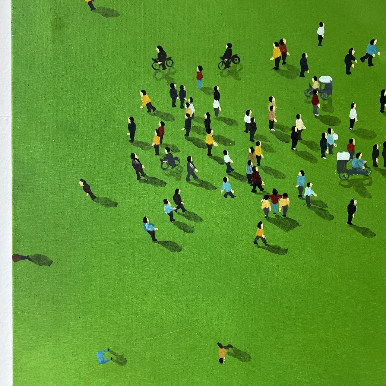 Bird's Eye View Crowd Scene Oil Painting