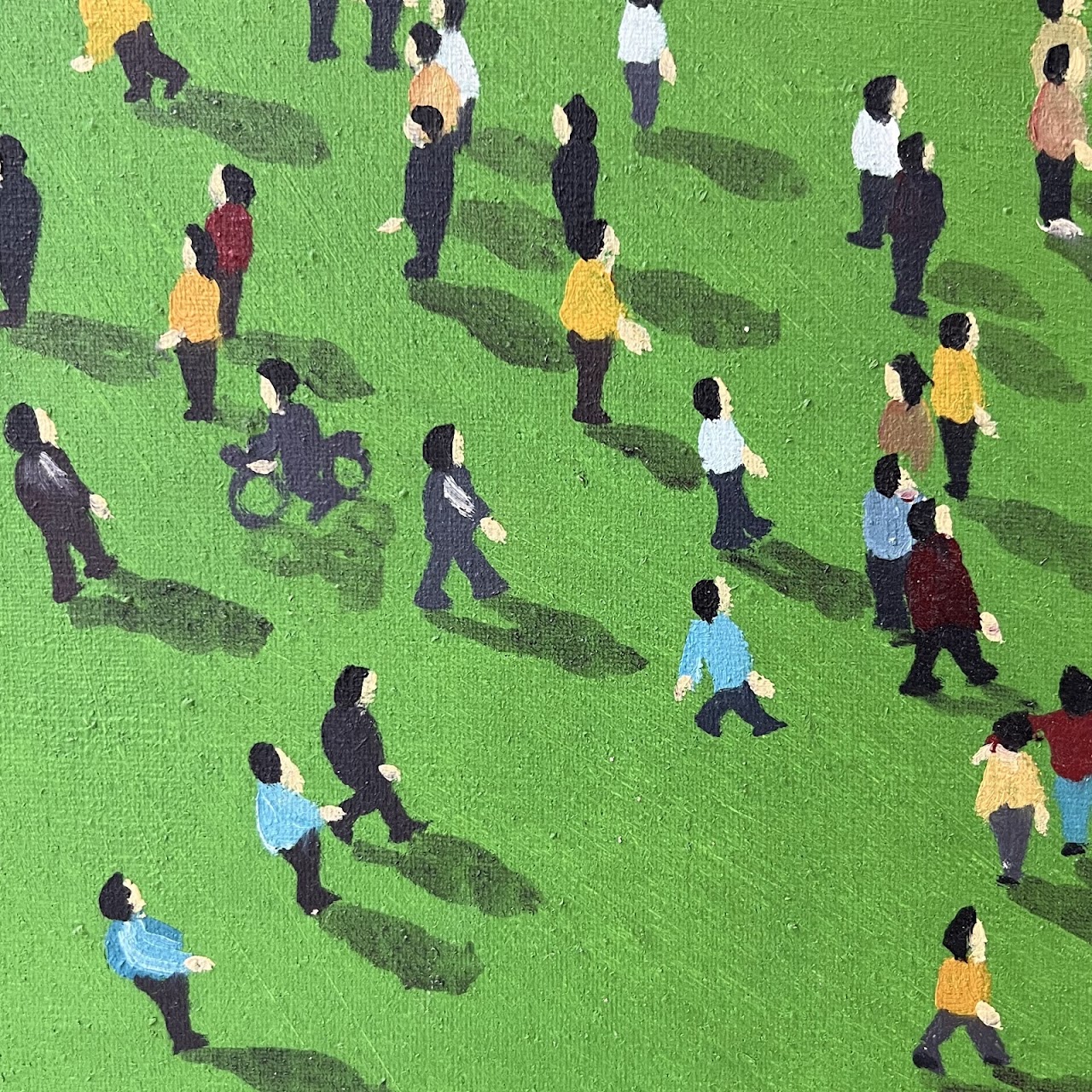 Bird's Eye View Crowd Scene Oil Painting