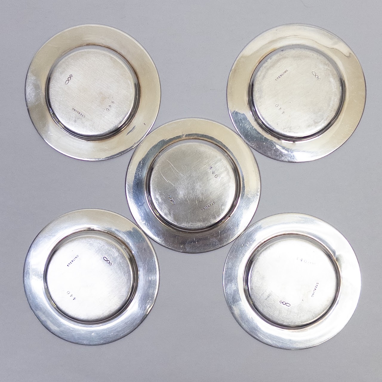 Sterling Silver Demitasse Saucer Set of Five