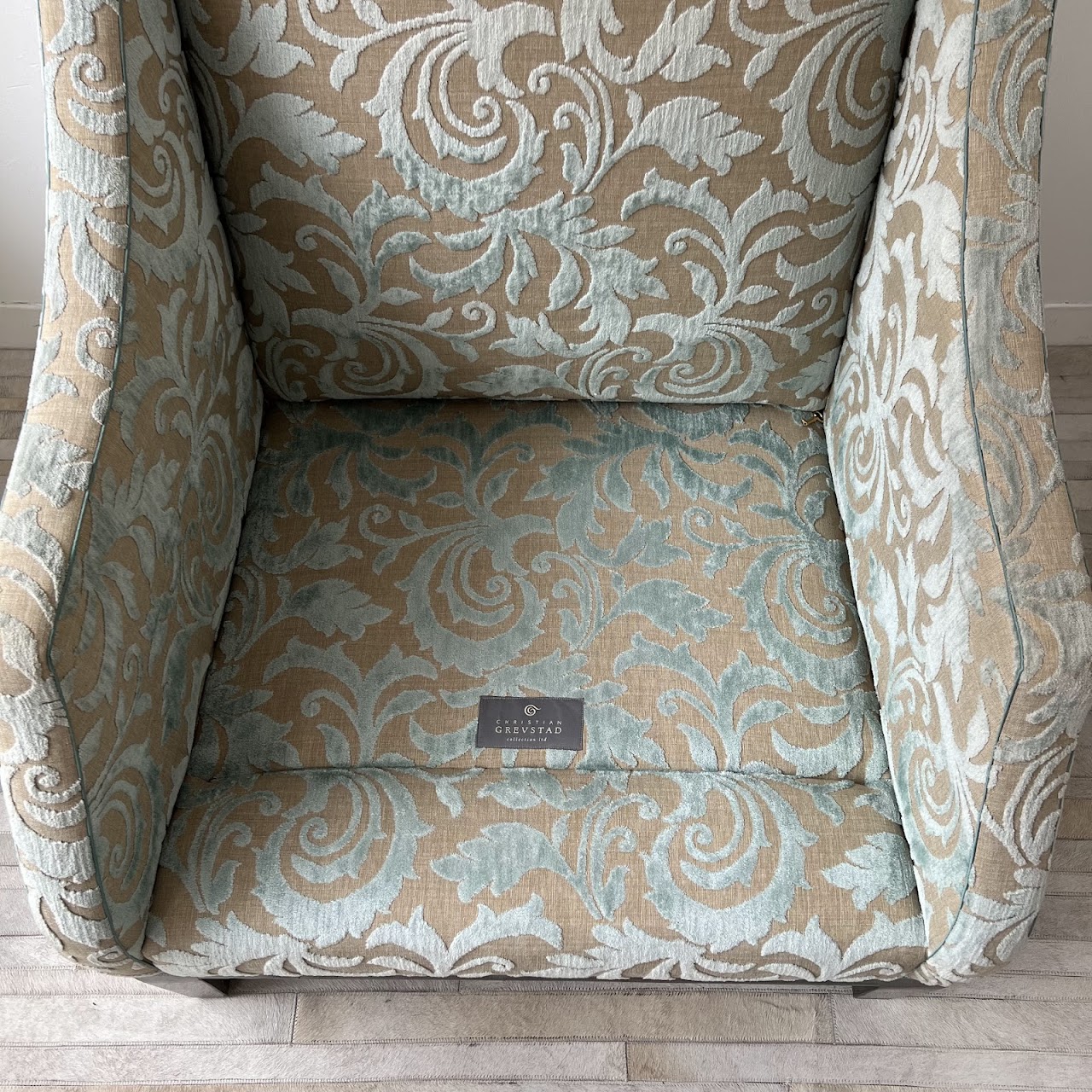 Christian Grevstad Foliate Cut Chenille Velvet Armchair #2