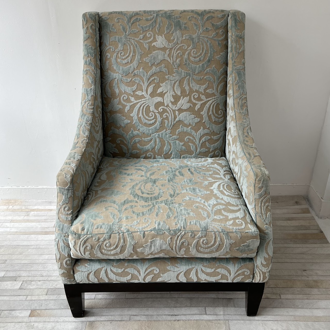 Christian Grevstad Foliate Cut Chenille Velvet Armchair #1