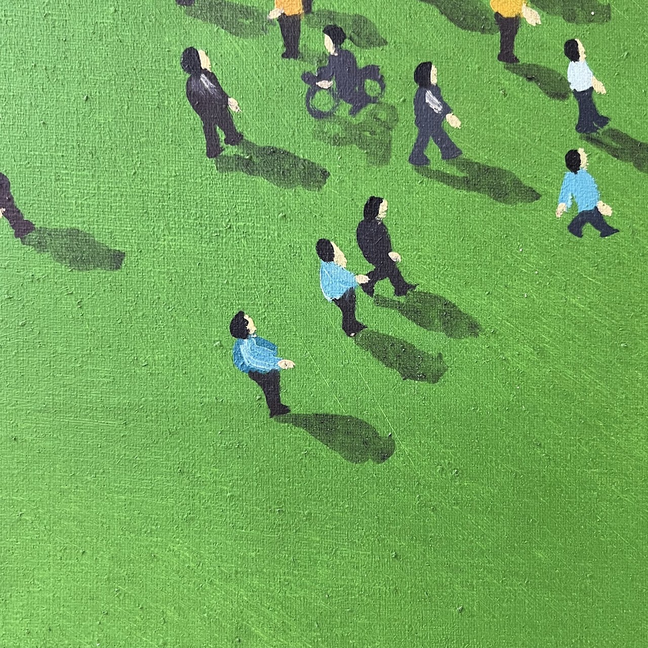 Bird's Eye View Crowd Scene Oil Painting