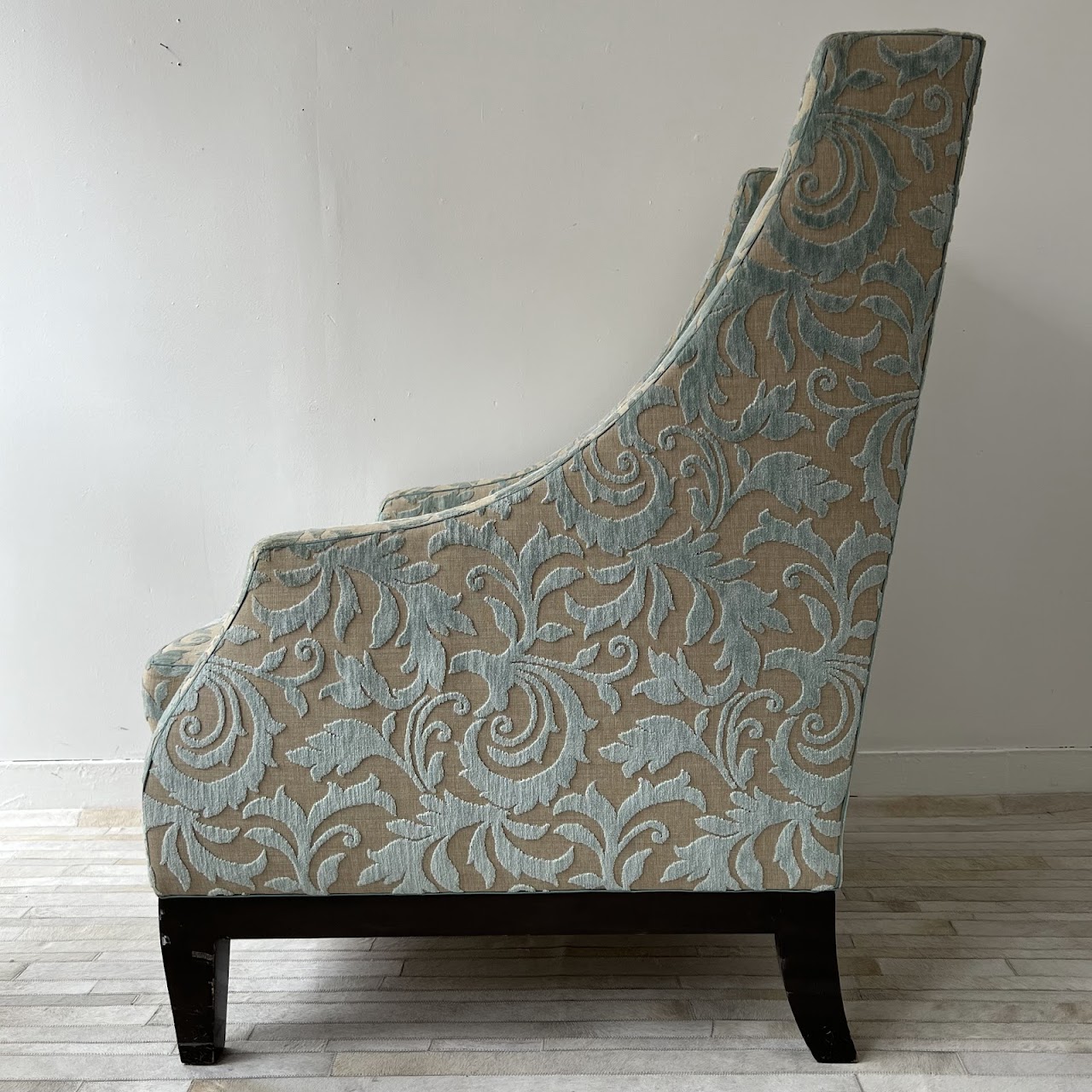 Christian Grevstad Foliate Cut Chenille Velvet Armchair #1