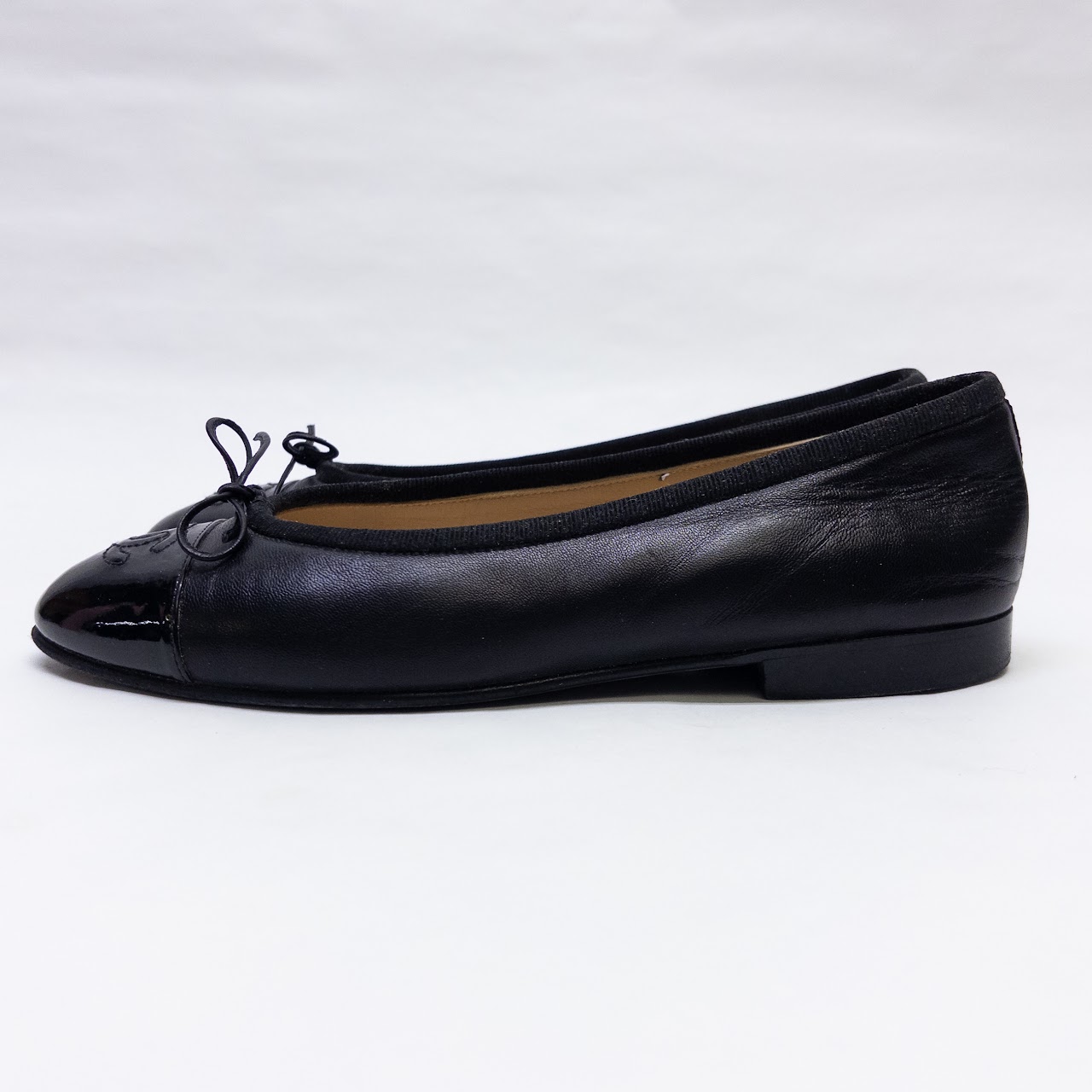 Chanel Patent Leather Cap Toe Ballet Flats