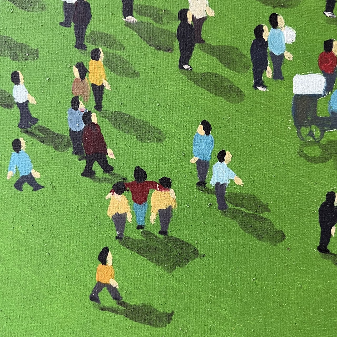 Bird's Eye View Crowd Scene Oil Painting