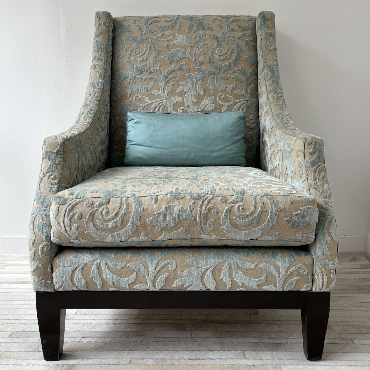 Christian Grevstad Foliate Cut Chenille Velvet Armchair #1