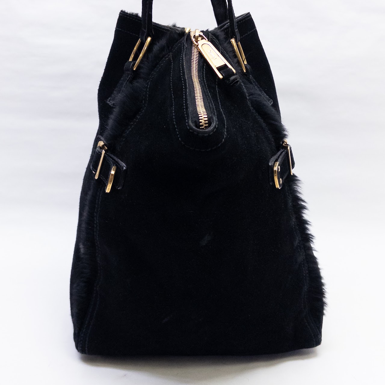 Yves Saint Laurent Medium Downtown Suede and Fur Tote Bag